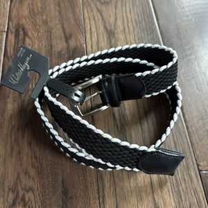 Walter Hagen Mens NWT Basket Weave‎ Stretch Golf Belt Medium Black/White 34/36